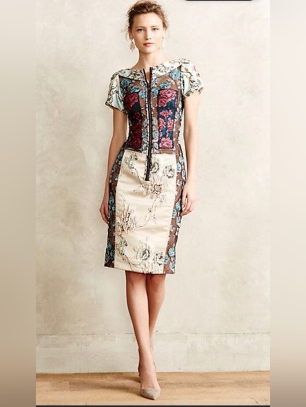 Anthropologie Beguile By Byron Lars Pieced Brocade Sheath Dress 10